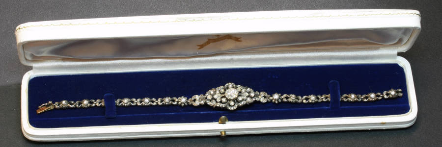 Victorian style rose cut diamond bracelet set in silver backed with gold (image 2 of 3)